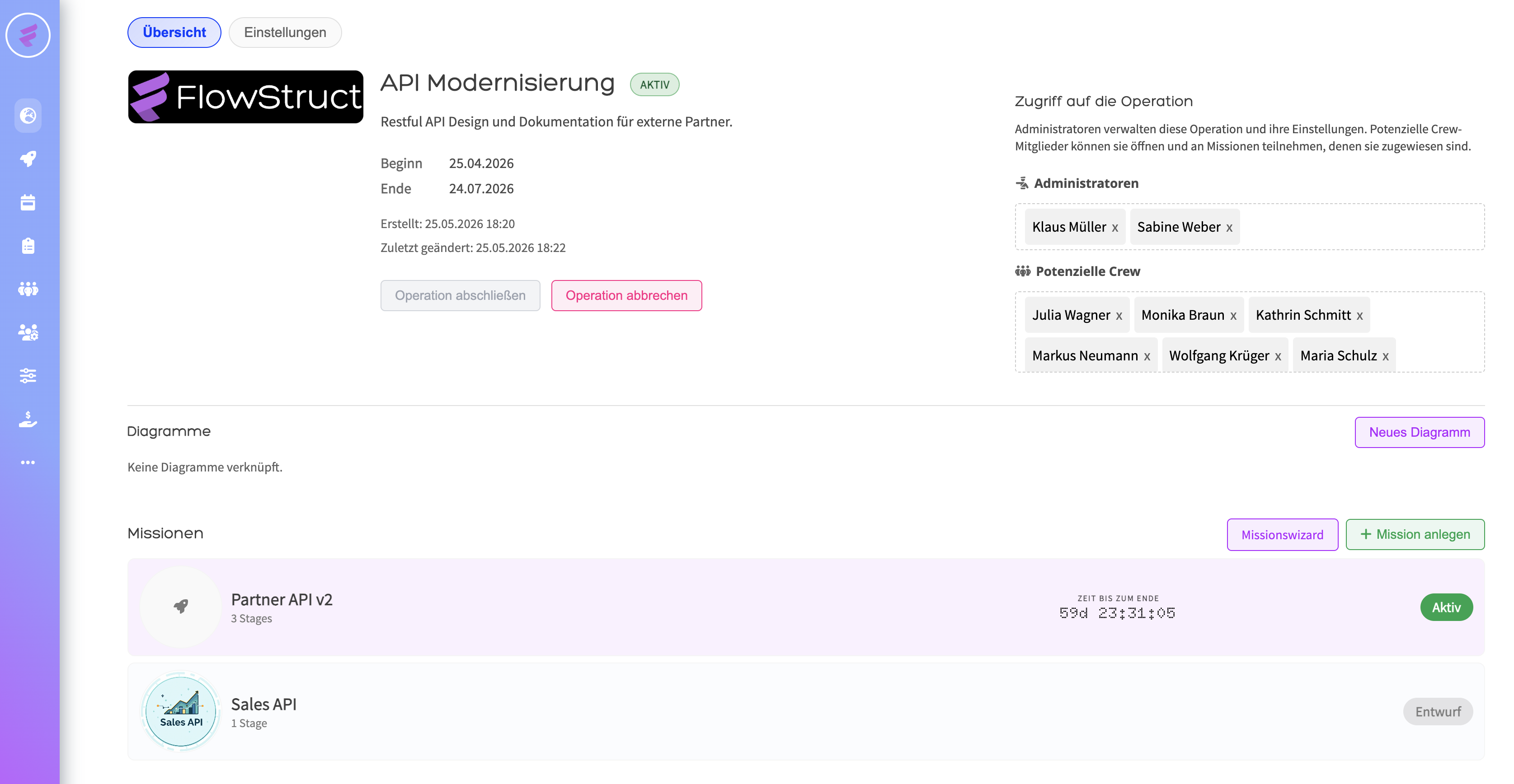 FlowStruct Operations – Operationen und Missionen planen